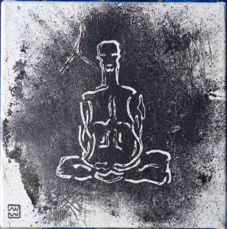 An Pra - Keep zen 2012 - Acrylique sur papier m&ucirc;rier maroufl&eacute; sur toile - 20x20x4 - 65 euros