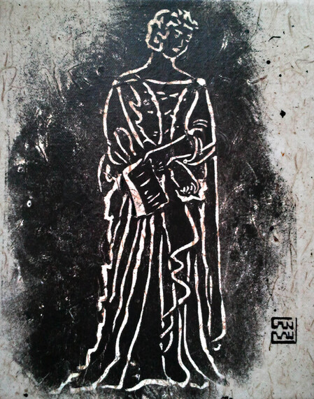 An Pra - La Lettre 2012 - Acrylique sur papier m&ucirc;rier maroufl&eacute; sur toile - 29x20 - 85 euros